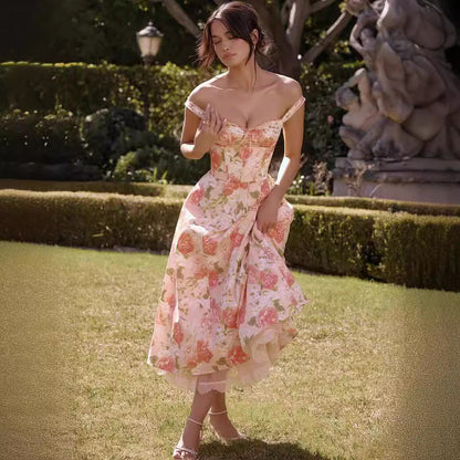 Camila - Geblümtes Midikleid mit Korsett