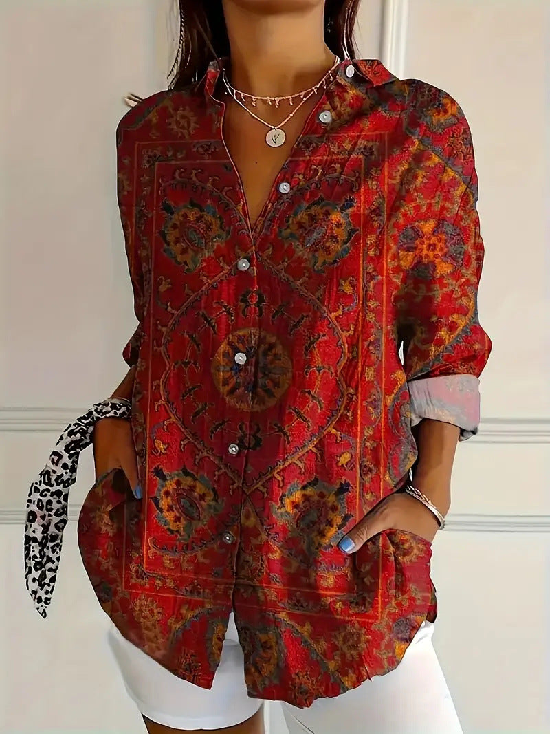 Samantha - Tropical Floral Button Down Bluse