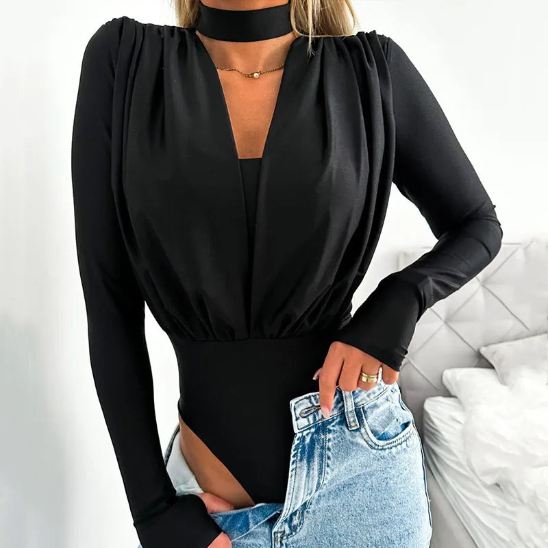 Riya | Damenmode Einfarbiger Bodysuit Romper