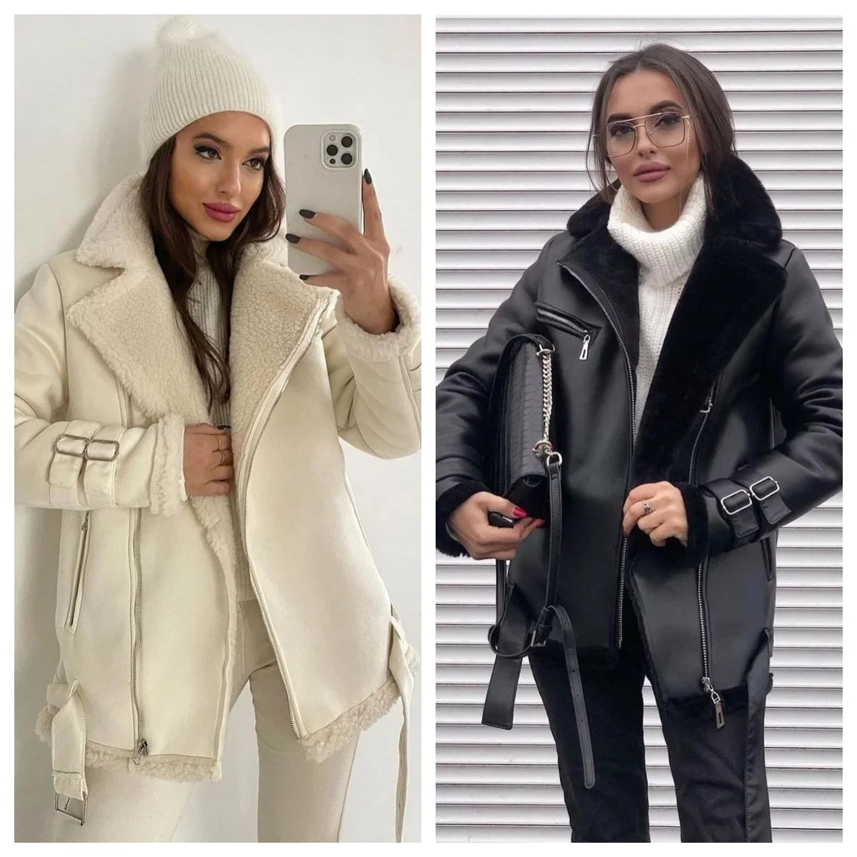 Camila | Neue Wildleder und Lederjacke dick und warm