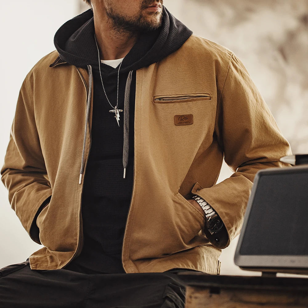 Jack | Retro Canvas Baumwoll-Jagdjacke Herren mit Reißverschluss