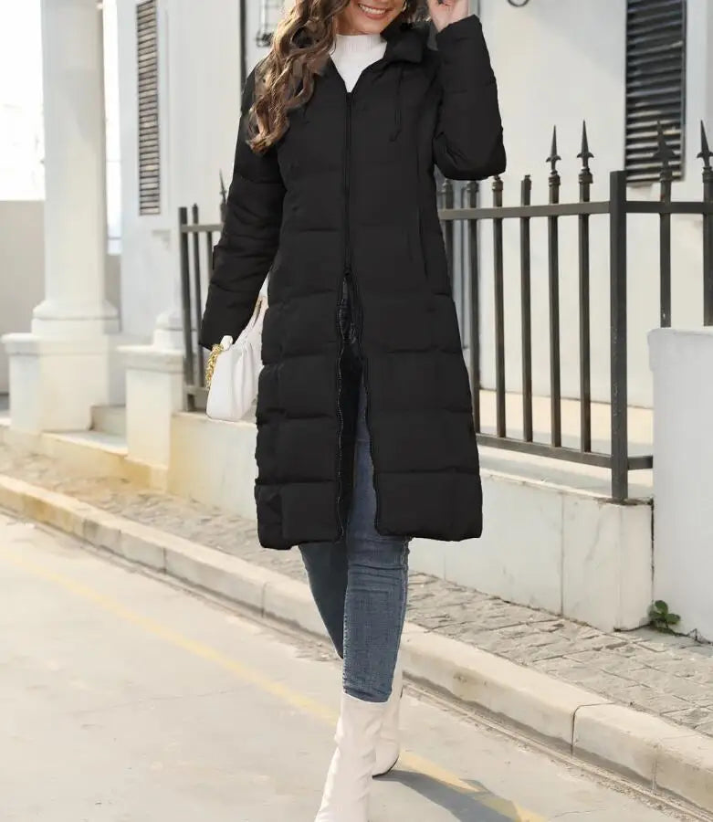 Emma | Neue Winterjacke Damen mit Kapuze, Slim Fit und Mittellang