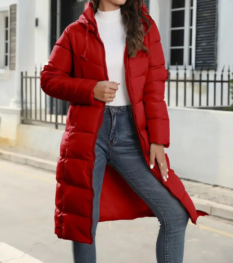 Emma | Neue Winterjacke Damen mit Kapuze, Slim Fit und Mittellang