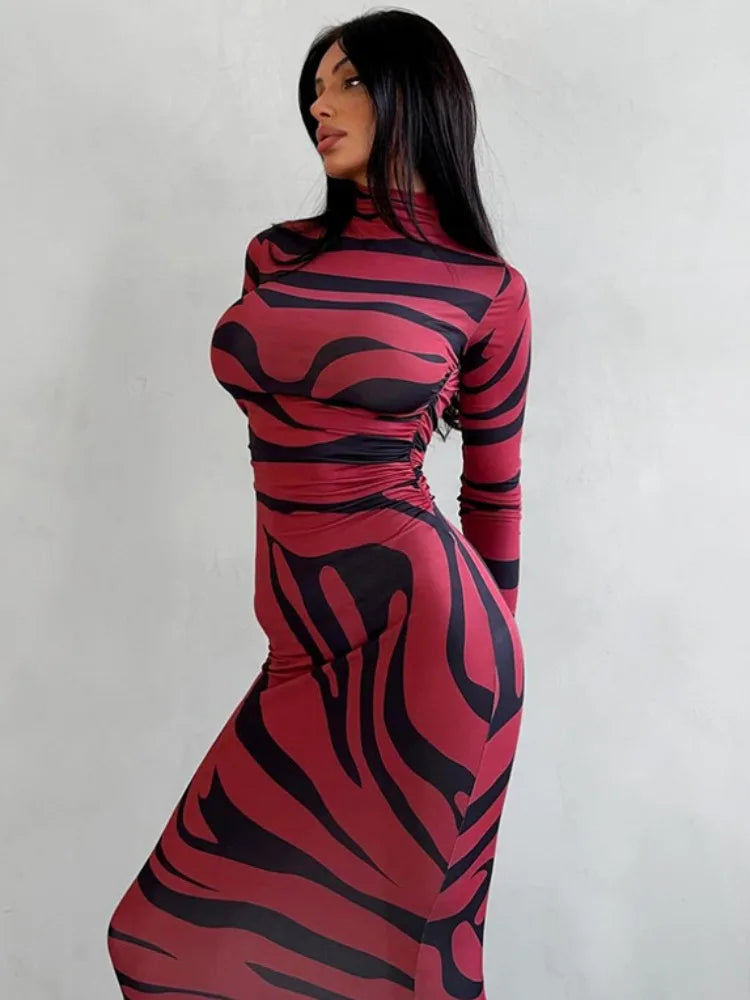 Amair | Sexy Leopard-Maxikleid mit hohem Bund