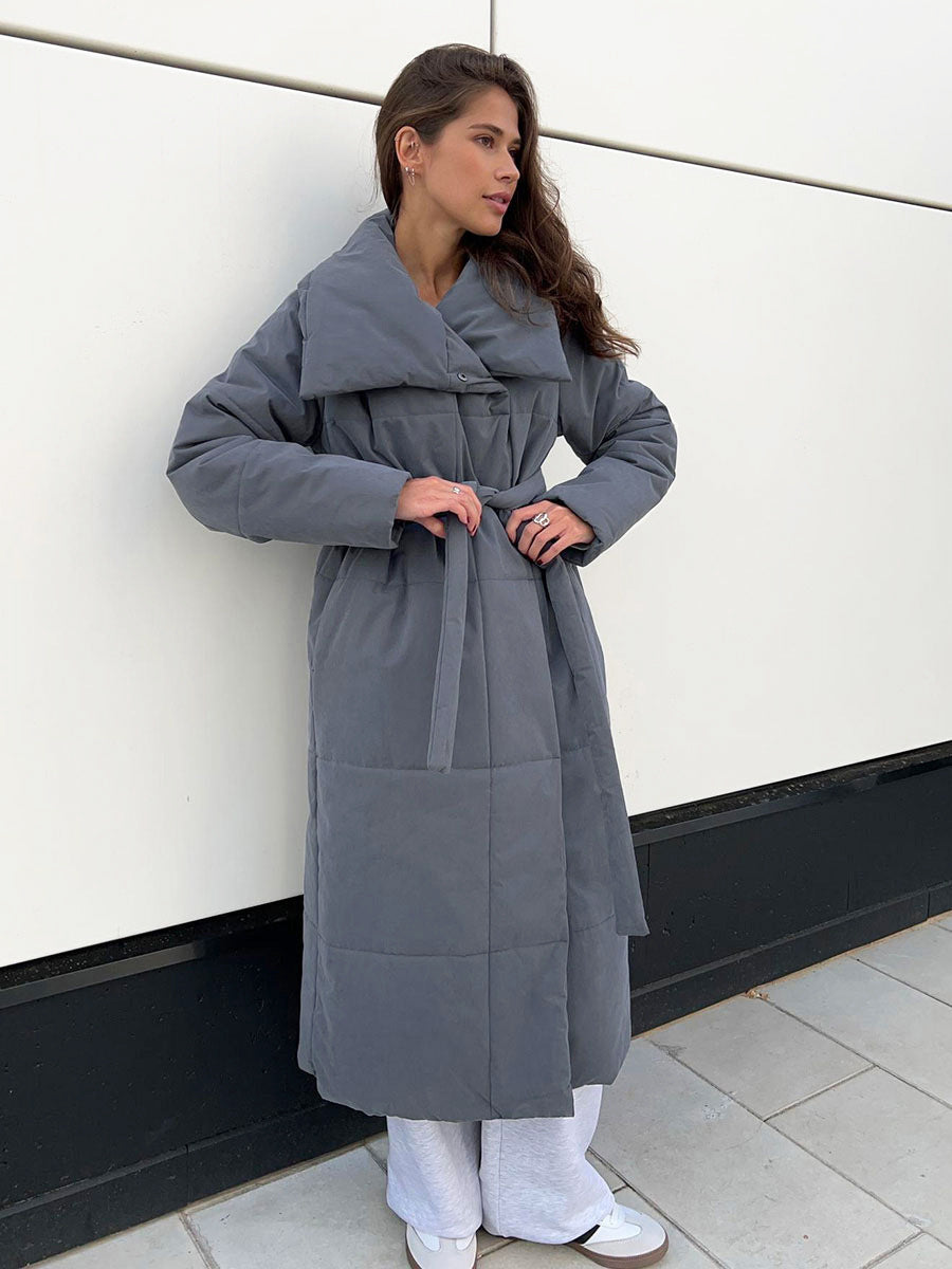 Mia | Lange Winterjacke mit Reverskragen aus Baumwolle für Frauen – Warm & Bequem