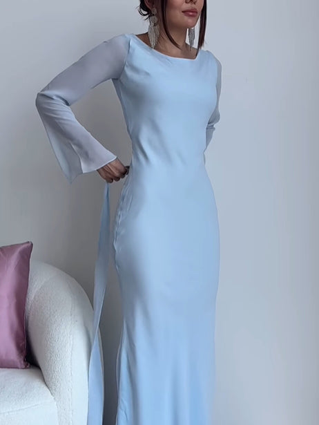 Sona | Elegantes Langarm-Kleid mit Spaghettiträgern