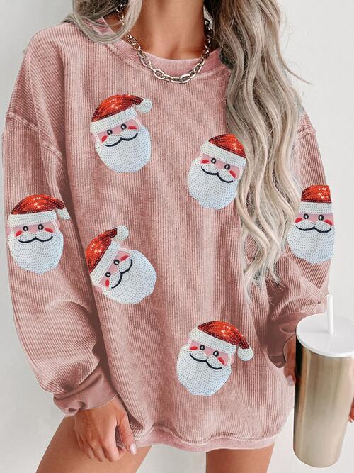 Luna | Geripptes sweatshirt mit pailletten und santa-patch