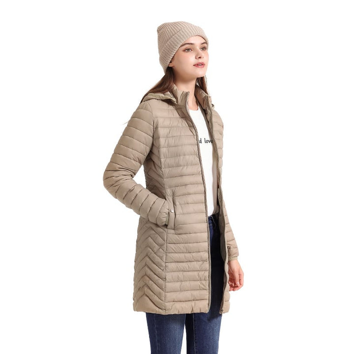 Emma | Mittellange, figurbetonte Baumwoll-Steppjacke für Frauen