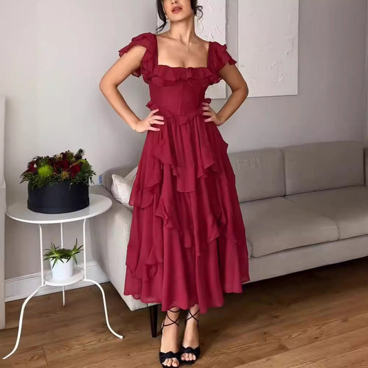 Ofelia | Plissee-Kleid mit Rüschen und Lotusblatt-Details für den Urlaub