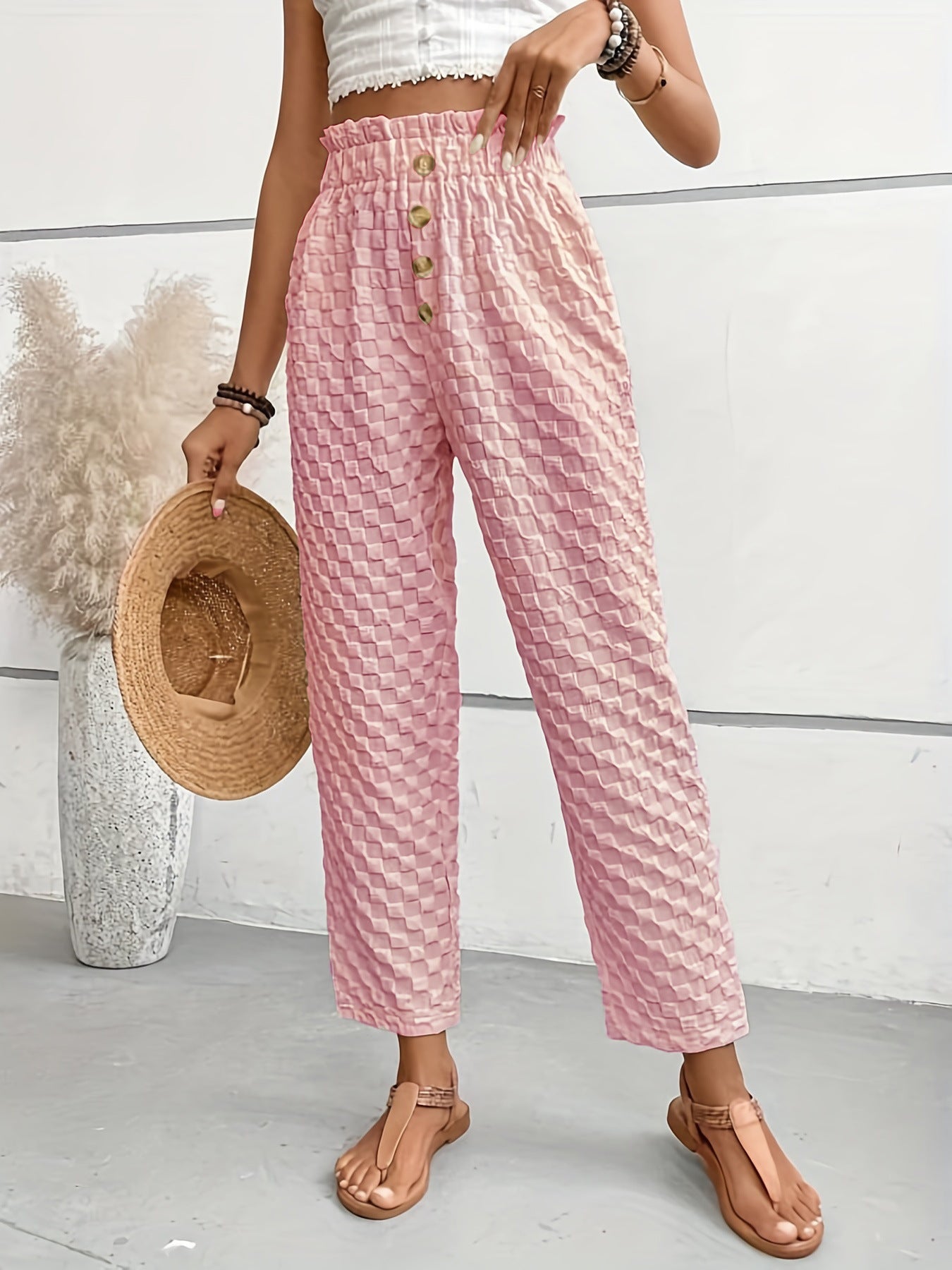 Nina - Hose mit hoher Taille, Textur und Stil