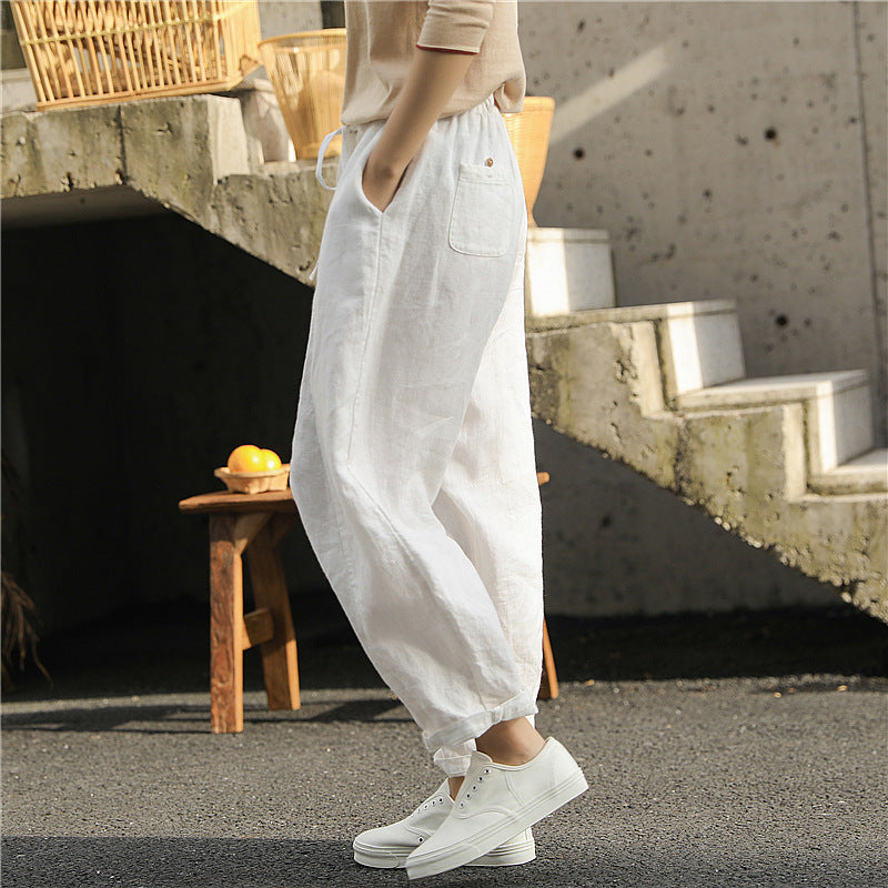 Luna - Hose mit Kordelzug aus Leinen