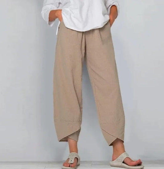 Clea - Pantalón ancho beige