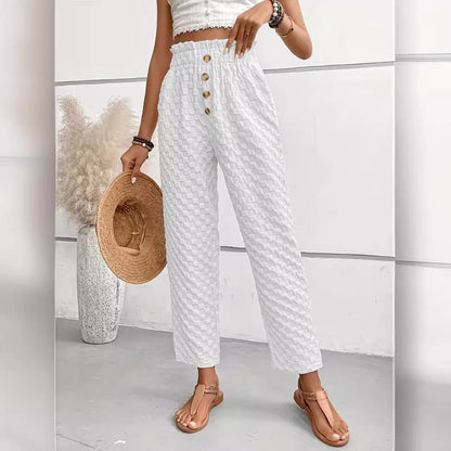 Nina - Hose mit hoher Taille, Textur und Stil