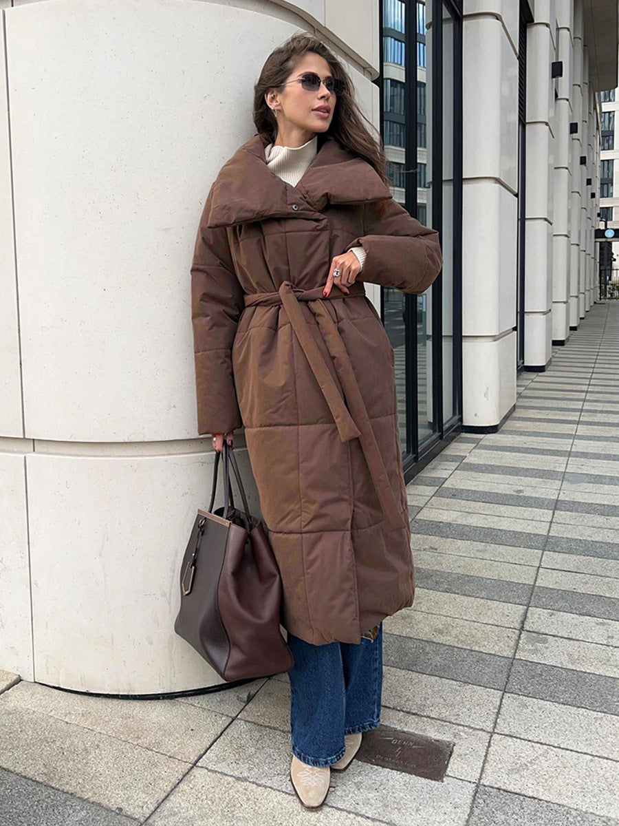 Mia | Lange Winterjacke mit Reverskragen aus Baumwolle für Frauen – Warm & Bequem