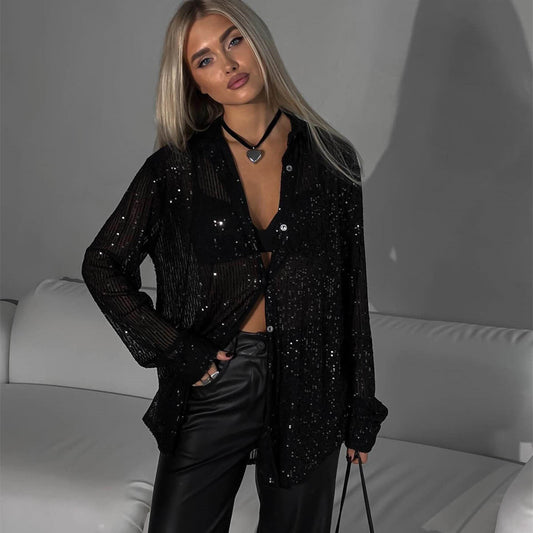 Brisa - Paillettenbluse mit fließendem Schnitt und schillerndem Glitzern