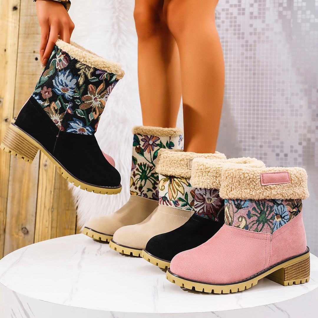 Aya | Bestickte Schneestiefel mit Blumenmuster für Frauen