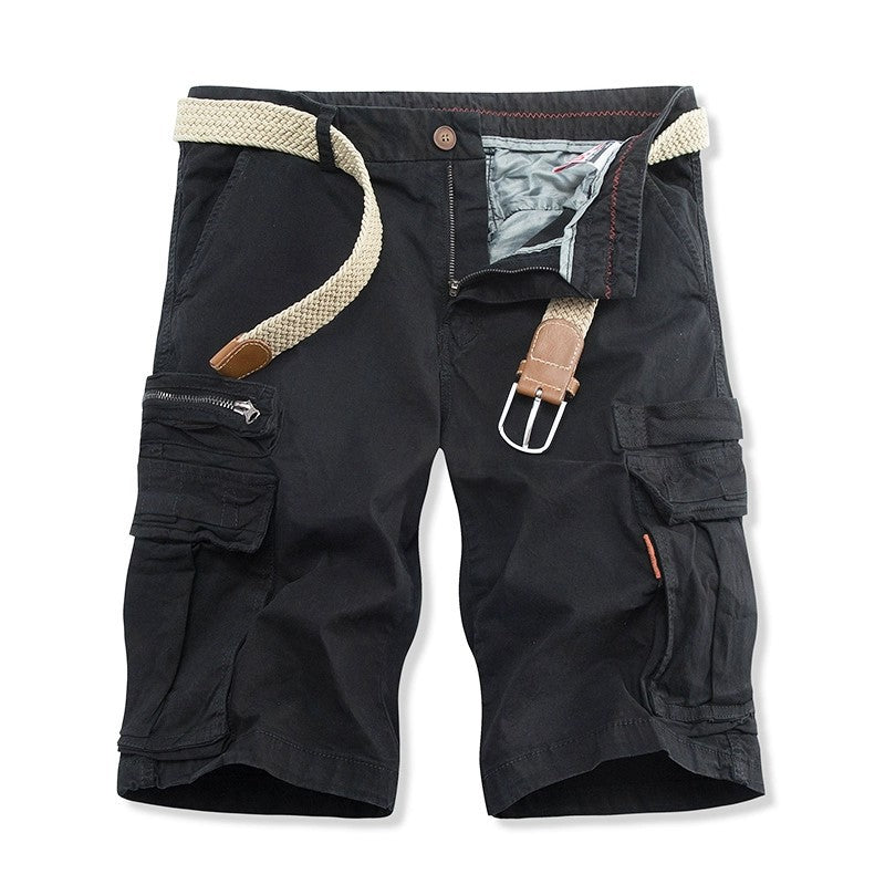 Stuttgart | Relaxed Washed Solid Color Mehrtaschen-Hose Shorts