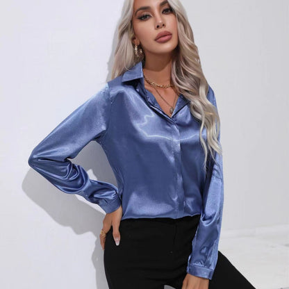 Luna - Langärmelige Satinbluse mit raffiniertem Touch