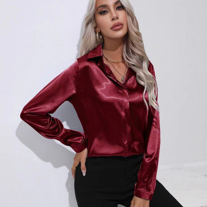 Luna - Langärmelige Satinbluse mit raffiniertem Touch