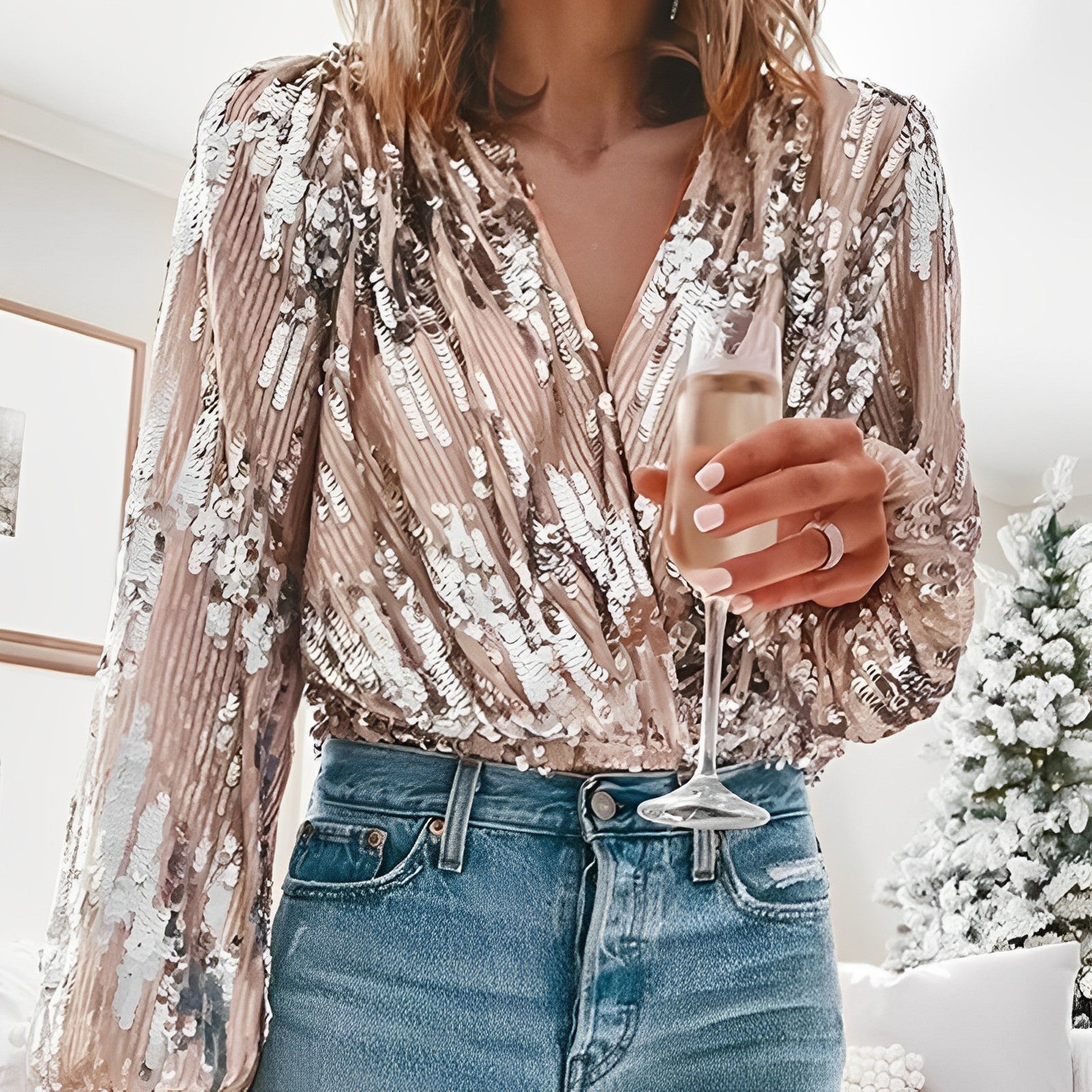 Friedrike | Modern glänzende partybluse