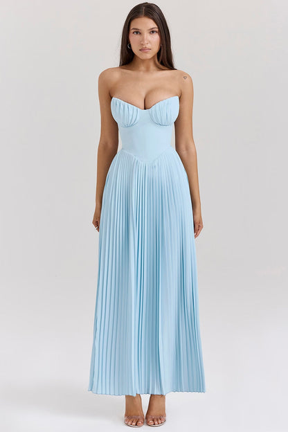 Camila - Plissiertes langes Kleid mit Korsett
