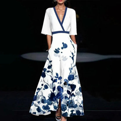 Sabrina - Floral Maxikleid mit Wickelausschnitt und weiten Ärmeln