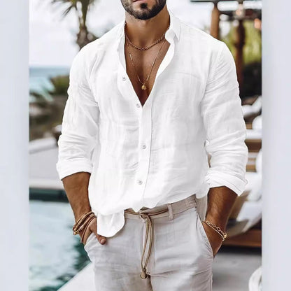Mateo - Graues Leinenhemd mit modernem Styling