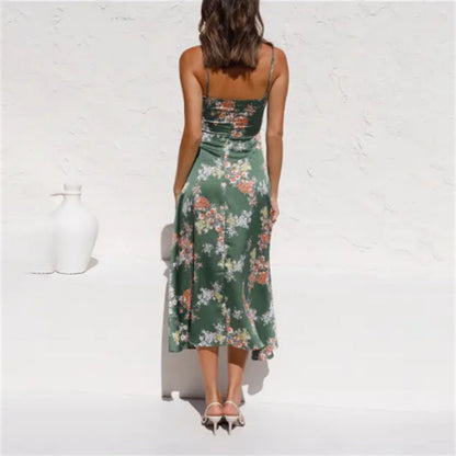 Malena - Langes geblümtes Kleid mit Schlitzen