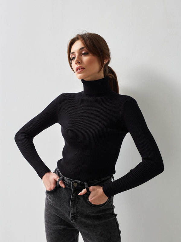 Sophie | Damen-Rippstrick-Rollkragenpullover aus Baumwolle