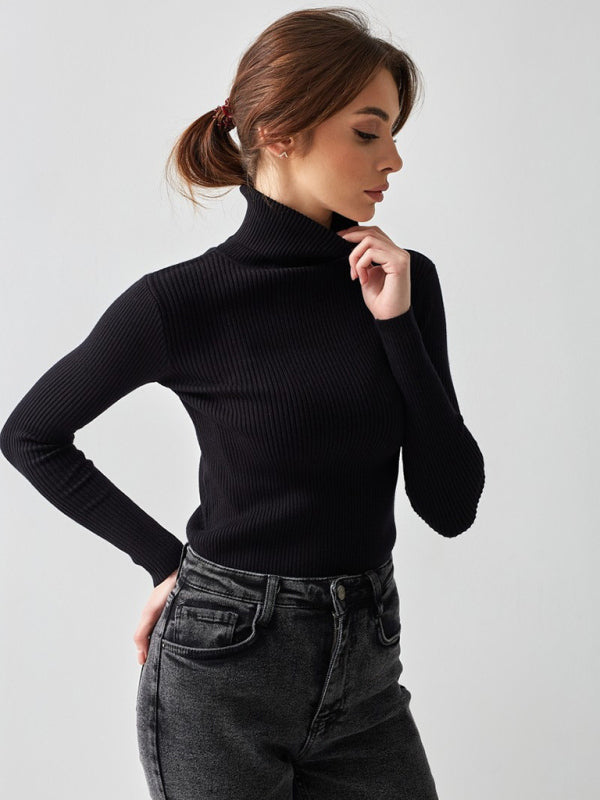 Sophie | Damen-Rippstrick-Rollkragenpullover aus Baumwolle