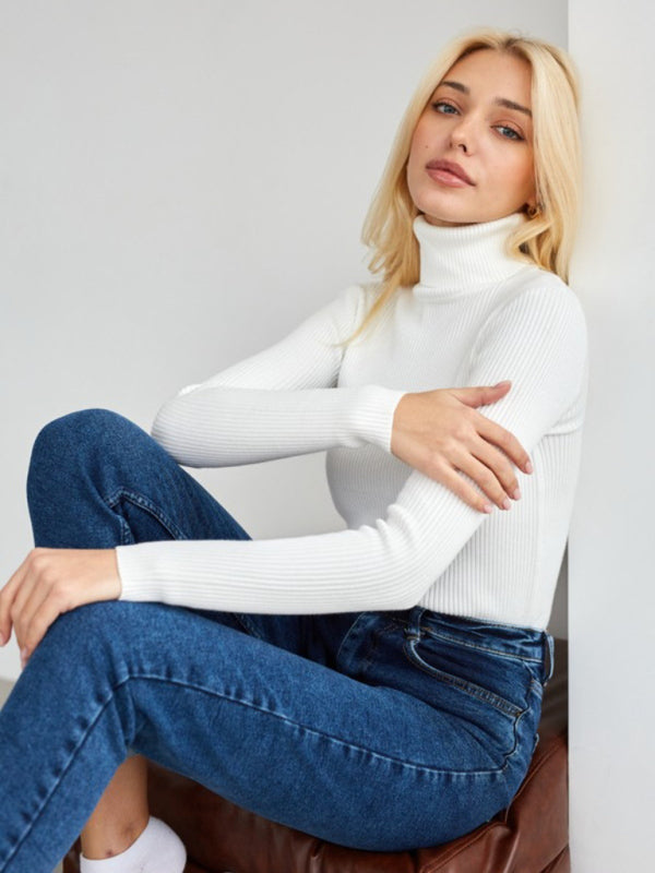 Sophie | Damen-Rippstrick-Rollkragenpullover aus Baumwolle