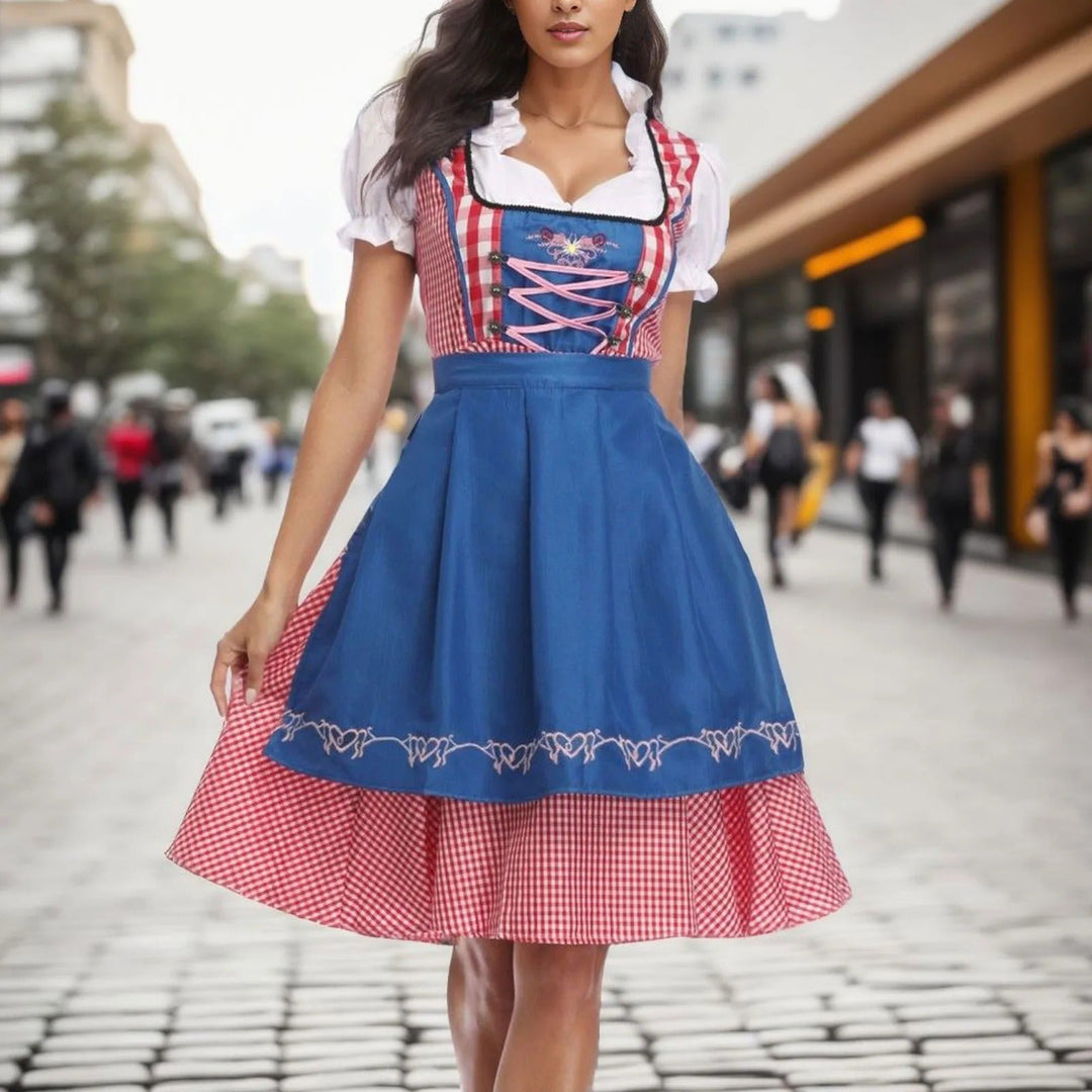 Else | Oktoberfest-Dirndl mit Karomuster und kurzen Ärmeln