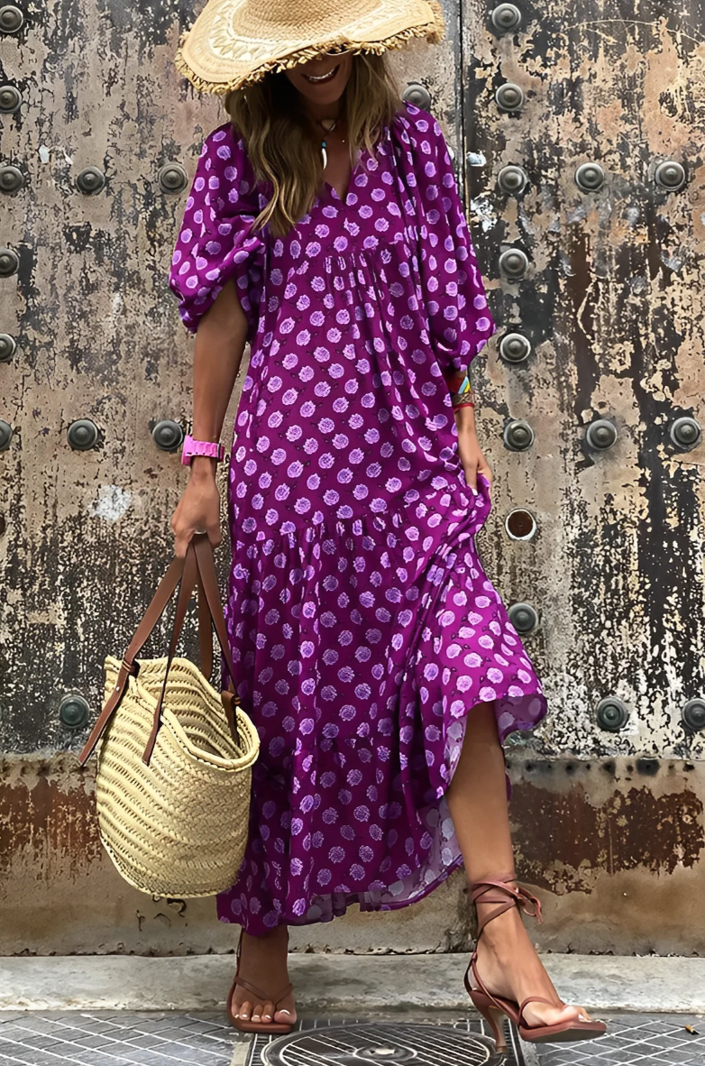 Aniyah | Boho-Kleid mit V-Ausschnitt