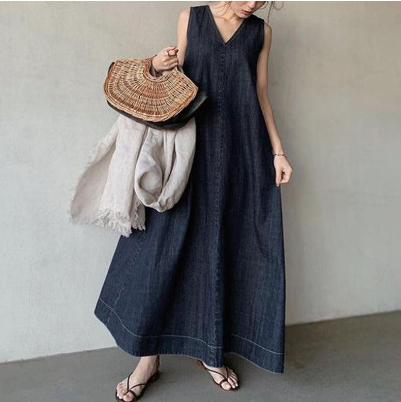 Miracle | Denim-Kleid mit V-Ausschnitt