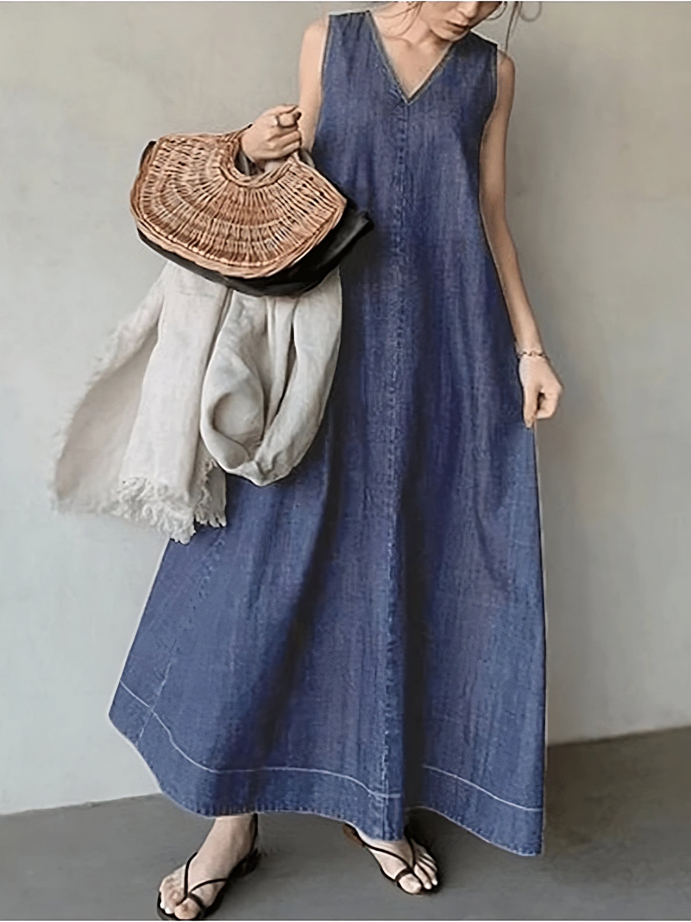 Miracle | Denim-Kleid mit V-Ausschnitt